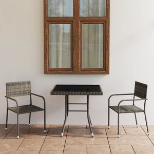 NNEVL 3 Piece Garden Dining Set Poly Rattan Anthracite & Grey