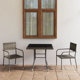 NNEVL 3 Piece Garden Dining Set Poly Rattan Anthracite & Grey