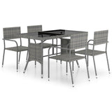 NNEVL 5 Piece Garden Dining Set Poly Rattan Anthracite & Grey
