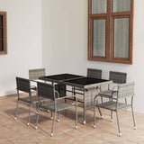 NNEVL 7 Piece Garden Dining Set Poly Rattan Anthracite & Grey
