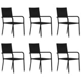 NNEVL 7 Piece Garden Dining Set Poly Rattan Black