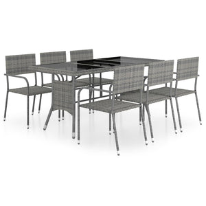 NNEVL 7 Piece Garden Dining Set Poly Rattan Anthracite & Grey
