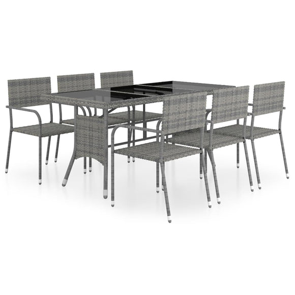 NNEVL 7 Piece Garden Dining Set Poly Rattan Anthracite & Grey