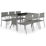 NNEVL 7 Piece Garden Dining Set Poly Rattan Anthracite & Grey