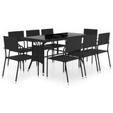 NNEVL 9 Piece Garden Dining Set Poly Rattan Black