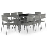 NNEVL 9 Piece Garden Dining Set Poly Rattan Anthracite & Grey