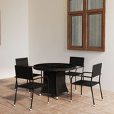 NNEVL 5 Piece Garden Dining Set Poly Rattan Black