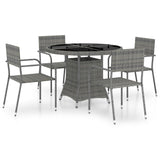 NNEVL 5 Piece Garden Dining Set Poly Rattan Anthracite & Grey