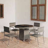 NNEVL 5 Piece Garden Dining Set Poly Rattan Anthracite & Grey