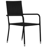 NNEVL 7 Piece Garden Dining Set Poly Rattan Black