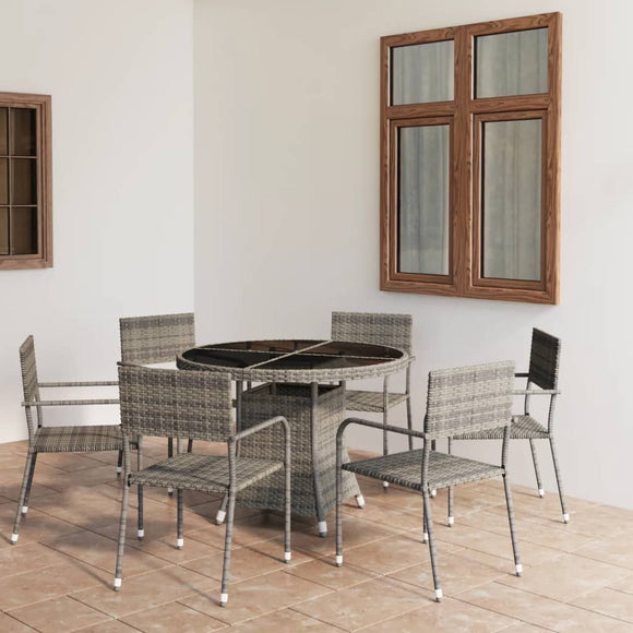 NNEVL 7 Piece Garden Dining Set Poly Rattan Anthracite & Grey