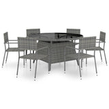 NNEVL 7 Piece Garden Dining Set Poly Rattan Anthracite & Grey