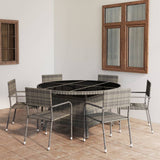 NNEVL 7 Piece Garden Dining Set Poly Rattan Anthracite & Grey