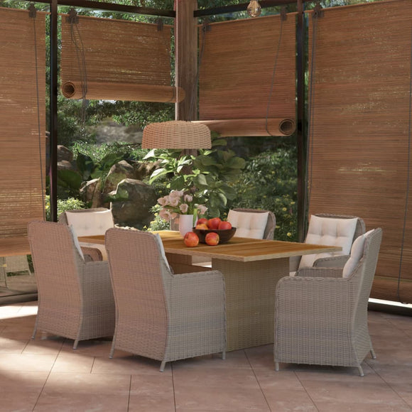 NNEVL 7 Piece Garden Dining Set Poly Rattan Brown