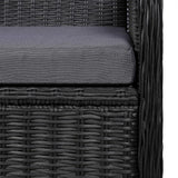 NNEVL 9 Piece Garden Dining Set Poly Rattan Black