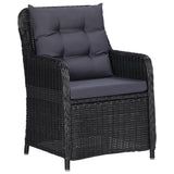 NNEVL 7 Piece Garden Dining Set Poly Rattan Black