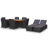 NNEVL 9 Piece Garden Dining Set Poly Rattan Black