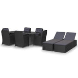 NNEVL 9 Piece Garden Dining Set Poly Rattan Black