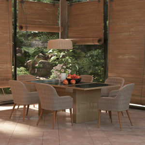 NNEVL 7 Piece Garden Dining Set Poly Rattan Brown