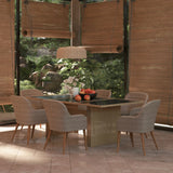 NNEVL 7 Piece Garden Dining Set Poly Rattan Brown