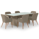 NNEVL 7 Piece Garden Dining Set Poly Rattan Brown