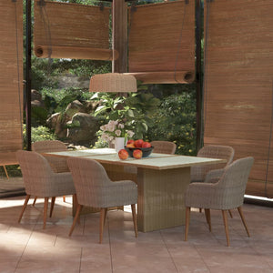 NNEVL 7 Piece Garden Dining Set Poly Rattan Brown