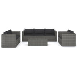 NNEVL 9 Piece Garden Lounge Set with Cushions Poly Rattan Grey