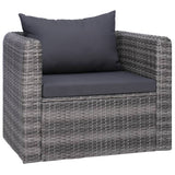 NNEVL 9 Piece Garden Lounge Set with Cushions Poly Rattan Grey