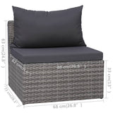 NNEVL 9 Piece Garden Lounge Set with Cushions Poly Rattan Grey