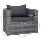 NNEVL 9 Piece Garden Lounge Set with Cushions Poly Rattan Grey