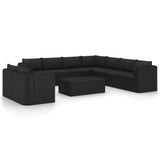 NNEVL 11 Piece Garden Lounge Set with Cushions Poly Rattan Black