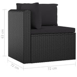 NNEVL 11 Piece Garden Lounge Set with Cushions Poly Rattan Black