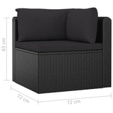 NNEVL 11 Piece Garden Lounge Set with Cushions Poly Rattan Black