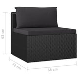 NNEVL 11 Piece Garden Lounge Set with Cushions Poly Rattan Black