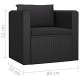 NNEVL 9 Piece Garden Lounge Set with Cushions Poly Rattan Black