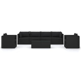 NNEVL 7 Piece Garden Lounge Set with Cushions Poly Rattan Black