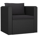 NNEVL 7 Piece Garden Lounge Set with Cushions Poly Rattan Black