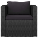 NNEVL 7 Piece Garden Lounge Set with Cushions Poly Rattan Black