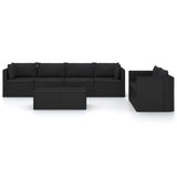 NNEVL 7 Piece Garden Lounge Set with Cushions Poly Rattan Black