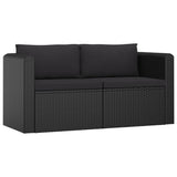 NNEVL 7 Piece Garden Lounge Set with Cushions Poly Rattan Black