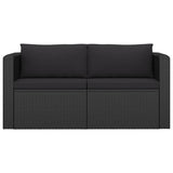 NNEVL 7 Piece Garden Lounge Set with Cushions Poly Rattan Black