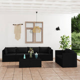 NNEVL 7 Piece Garden Lounge Set with Cushions Poly Rattan Black