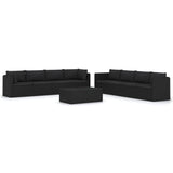 NNEVL 9 Piece Garden Lounge Set with Cushions Poly Rattan Black