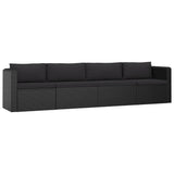 NNEVL 9 Piece Garden Lounge Set with Cushions Poly Rattan Black