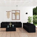 NNEVL 9 Piece Garden Lounge Set with Cushions Poly Rattan Black