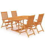 NNEVL 5 Piece Garden Dining Set Solid Teak Wood