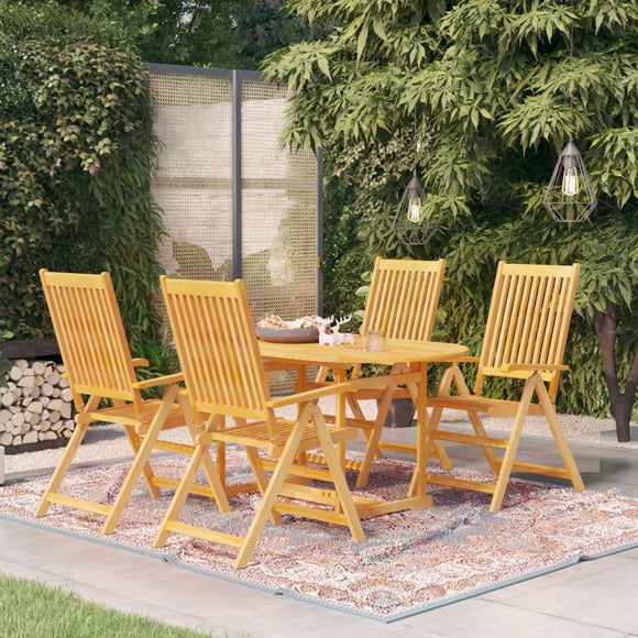 NNEVL 5 Piece Garden Dining Set Solid Teak Wood
