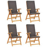 NNEVL 5 Piece Garden Dining Set with Grey Cushions Solid Teak Wood