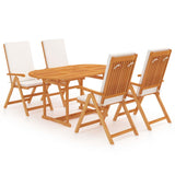NNEVL 5 Piece Garden Dining Set with Cushions Solid Teak Wood