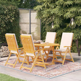 NNEVL 5 Piece Garden Dining Set with Cushions Solid Teak Wood